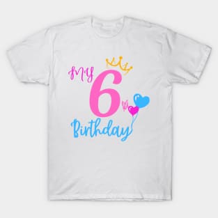 6th Birthday Girl Shirt - Sixth Birthday Cut Princess T-Shirt